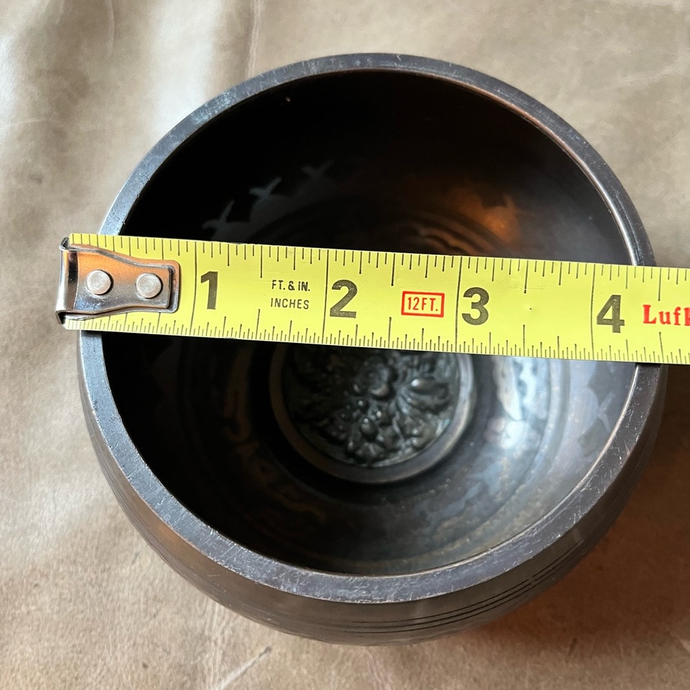 Heavy Tibetan Singing Bowl with Wooden Mallet - Deep Brown - Picture 5 of 5